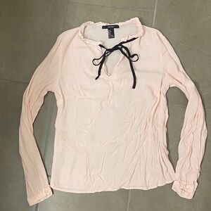 forever 21 blouse with bow neck tie